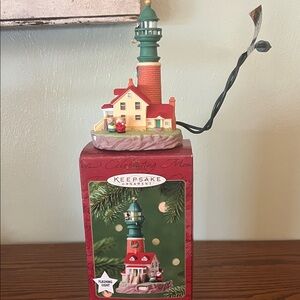 KEEPSAKE the Label Festive Lighthouse Ornament with Green and Red